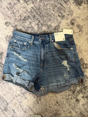 Aeropostale Women's Distressed Light Blue Denim Shorts